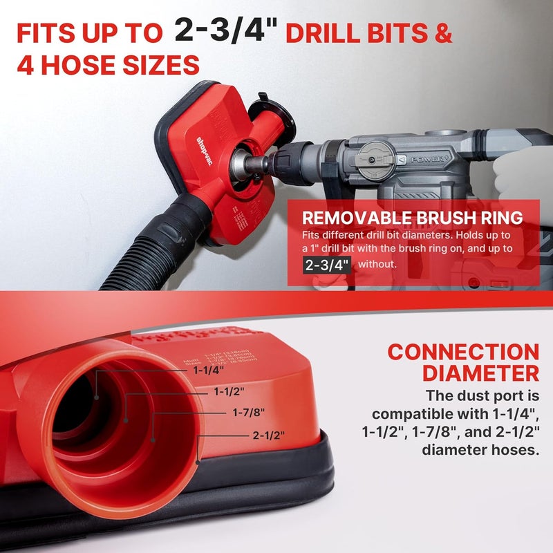 SHOPVAC Shop Dust Collection Attachment, 2-in-1 Vacuum Dust Collection Attachment for Drilling, Fits 4 Hose Sizes (1-1/4", 1-1/2", 1-7/8", 2-1/2") - Image 4